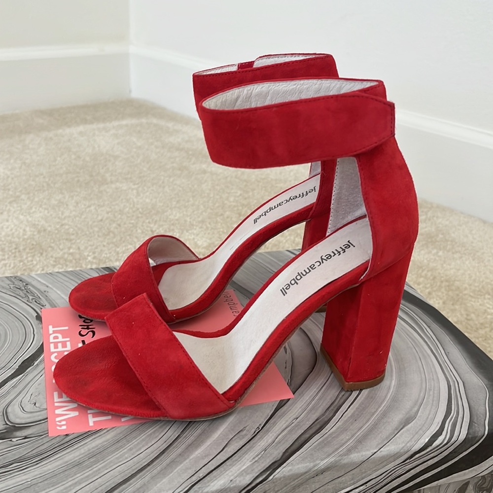 Jeffrey Campbell Lindsay heels in red suede